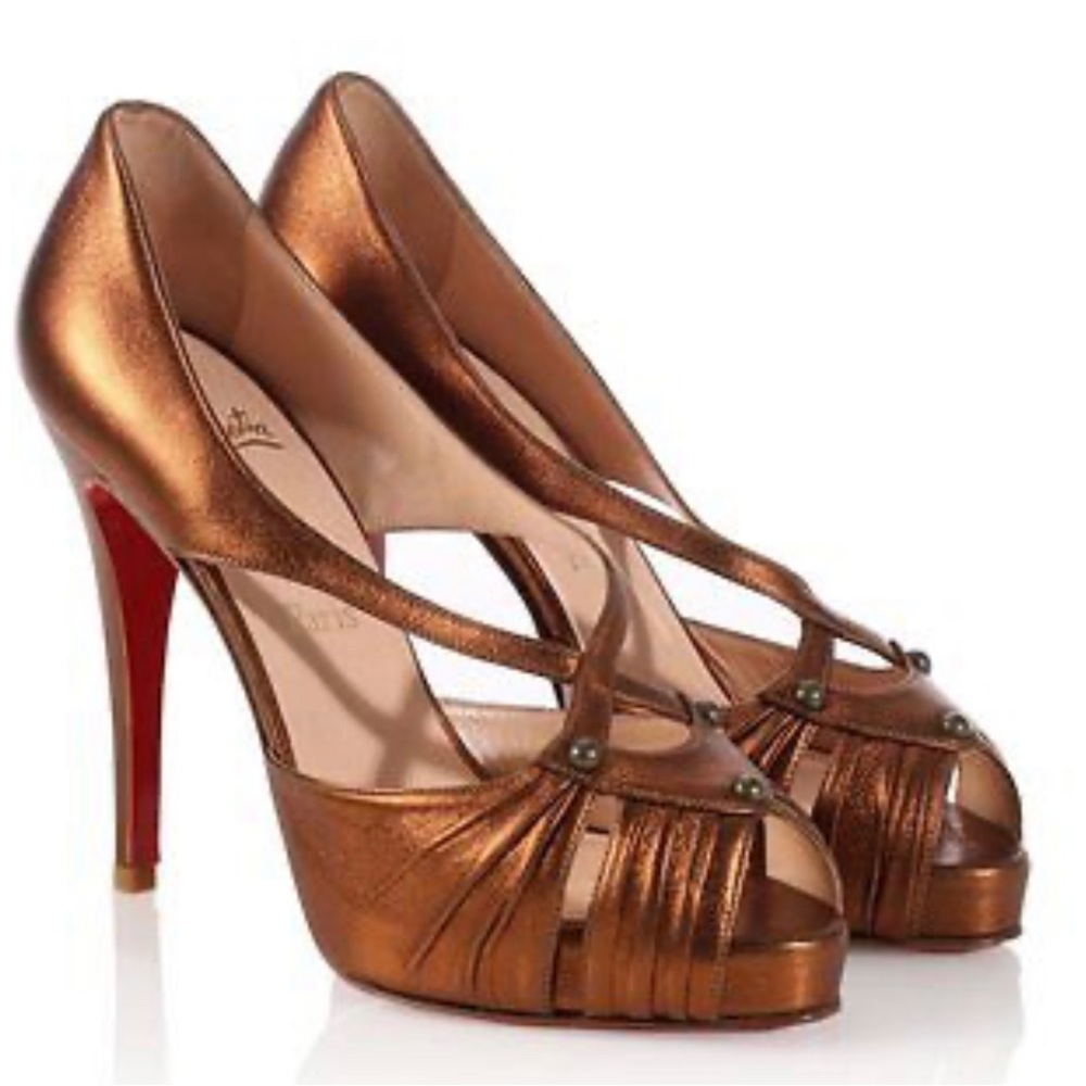 Christian Louboutin 40.5 bronze leather